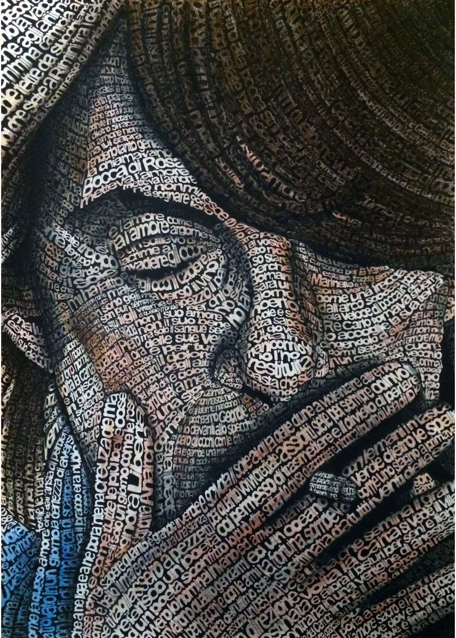 Calligramma dedicato a Fabrizio De André realizzato con testi scelti dalla sua discografia