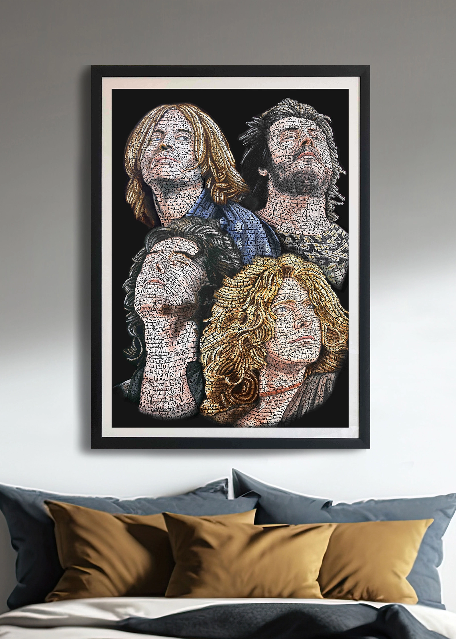 Calligramma dedicato ai Led Zeppelin inserito in un ambiente d’arredo