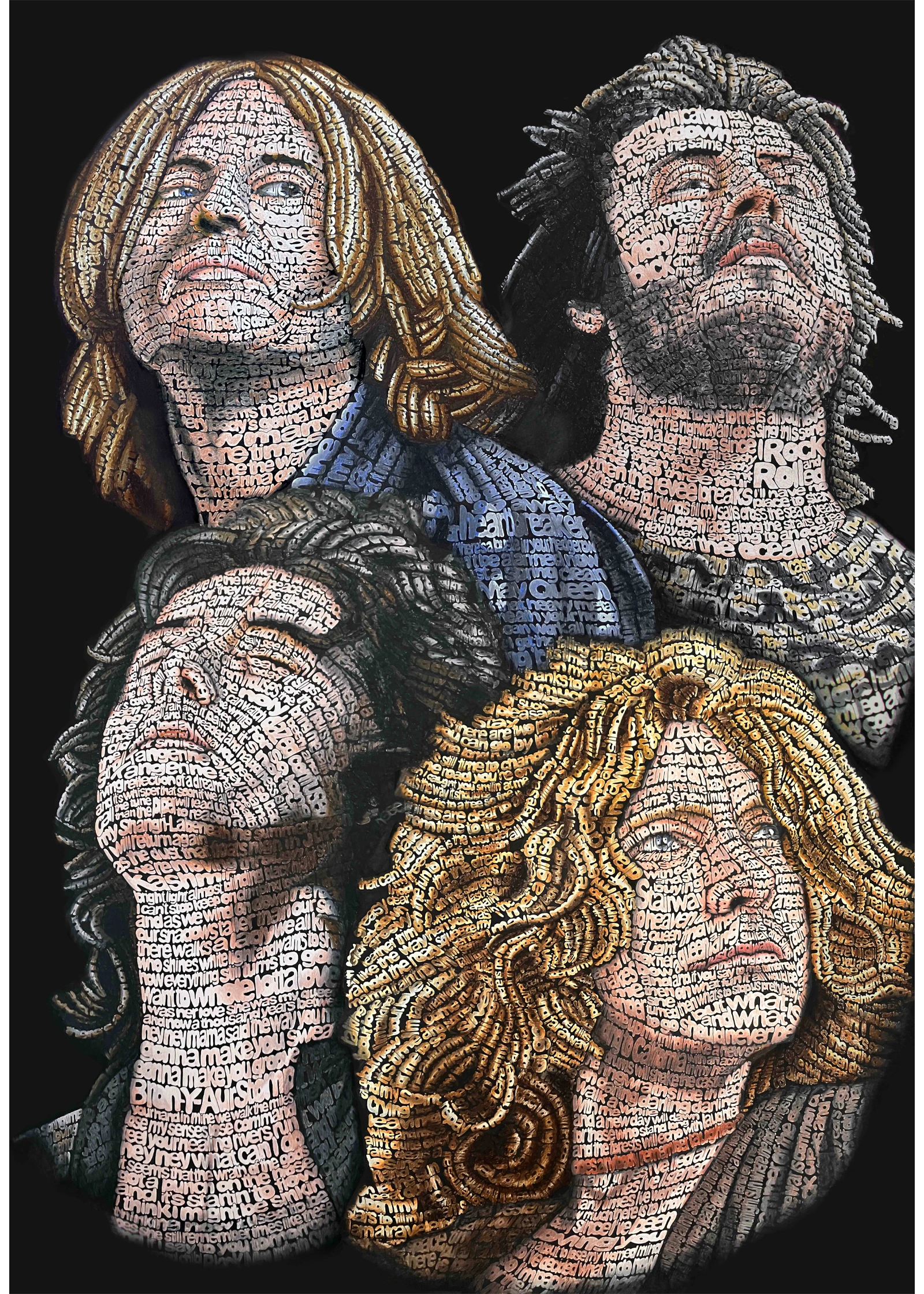 Calligramma dedicato ai Led Zeppelin costruito con testi della band