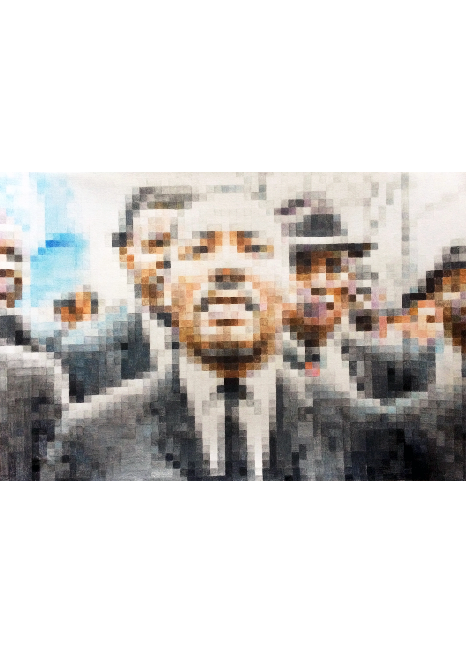 Ritratto Pixel di Martin Luther King durante una marcia per i diritti civili