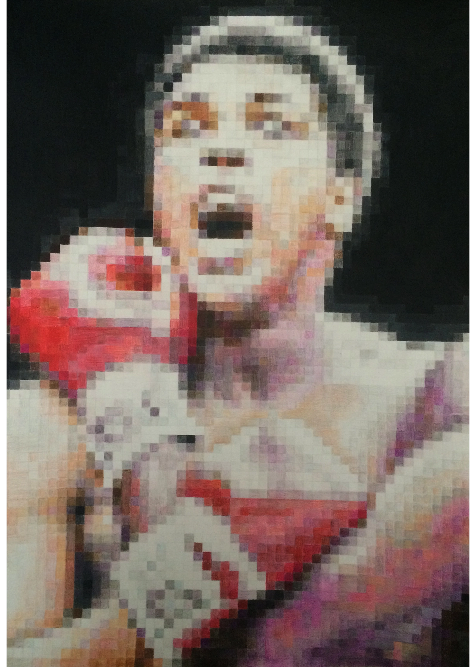 Ritratto Pixel di Muhammad Alì nell’incontro con Earnie Shavers