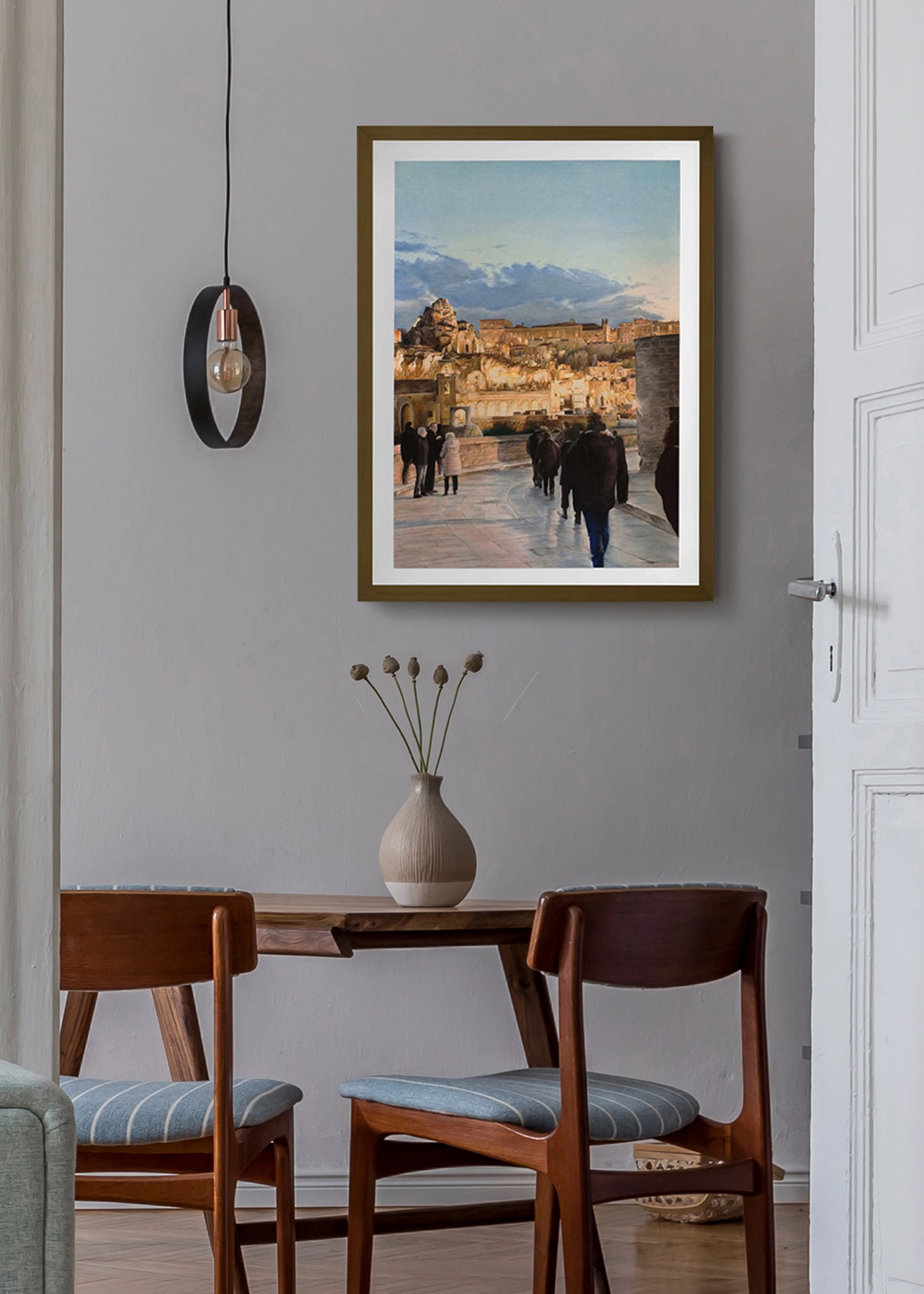 Veduta di Matera inserita in un ambiente d’arredo