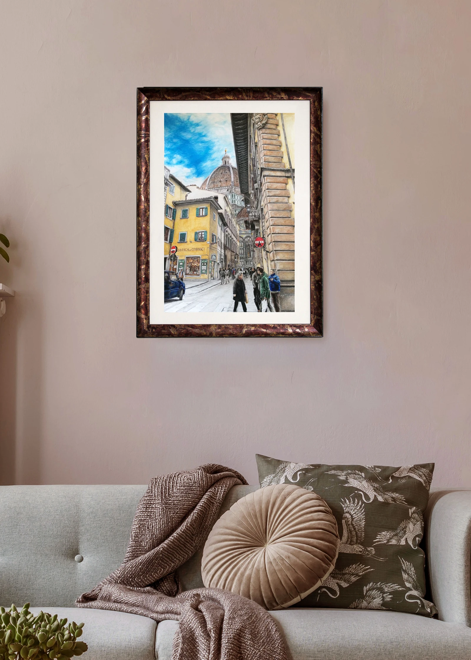 Veduta di Via dei Servi inserita in un ambiente d’arredo